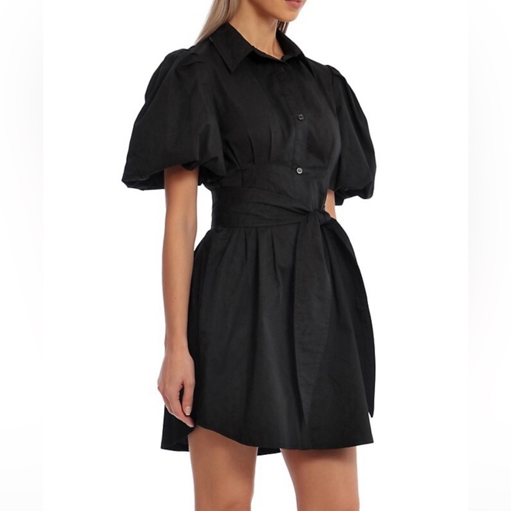 Avec Les Filles Black puffed sleeve shirt dress XS Brand New, with tags.